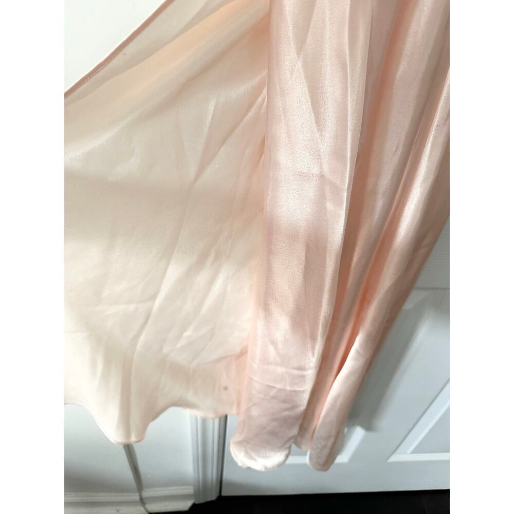Etienne Peach Satin Vintage Long Robe Beaded Lace Slip Night Gown NWT Medium - Picture 15 of 16